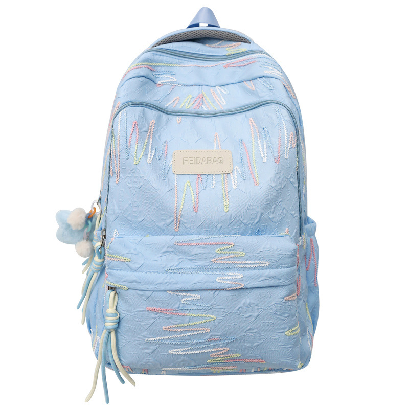 This is a large-capacity, lightweight backpack for junior high school girls and primary school students in grades three to six. It has a high level of appearance and is cute in an ins style Item Picture