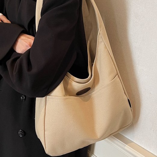 Large-capacity simple fabric bag, 2025 new Korean style, fashionable and versatile single-shoulder bag, casual commuting handbag for work Specification drawing