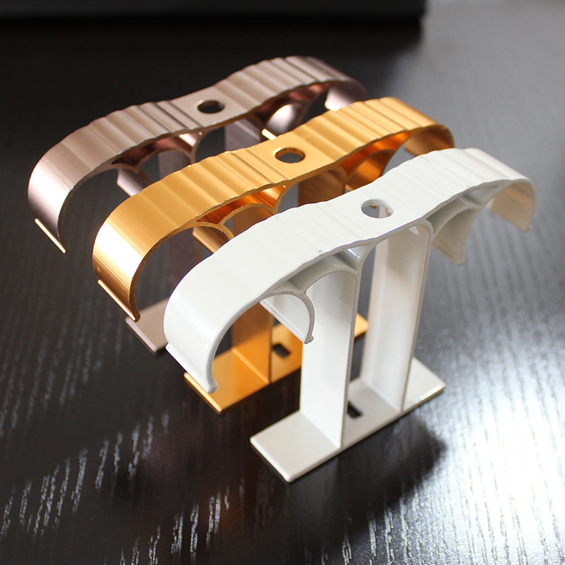 Roman curtain rod top mounting bracket, side mounting bracket, installation code, thickened aluminum alloy accessory, aluminum alloy base, three-color Specification drawing