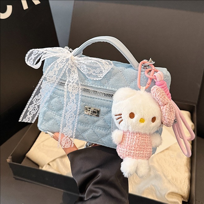 Cross-border diamond-patterned embroidered chain handbag, a super popular casual and versatile fabric single-shoulder crossbody bag for women in 2025 full figure