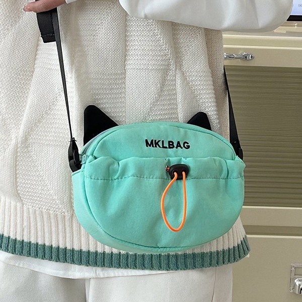 Casual and versatile nylon fabric single-shoulder crossbody bag, new multi-color cat bag, coin purse, mobile phone bag, cartoon crossbody bag details Picture
