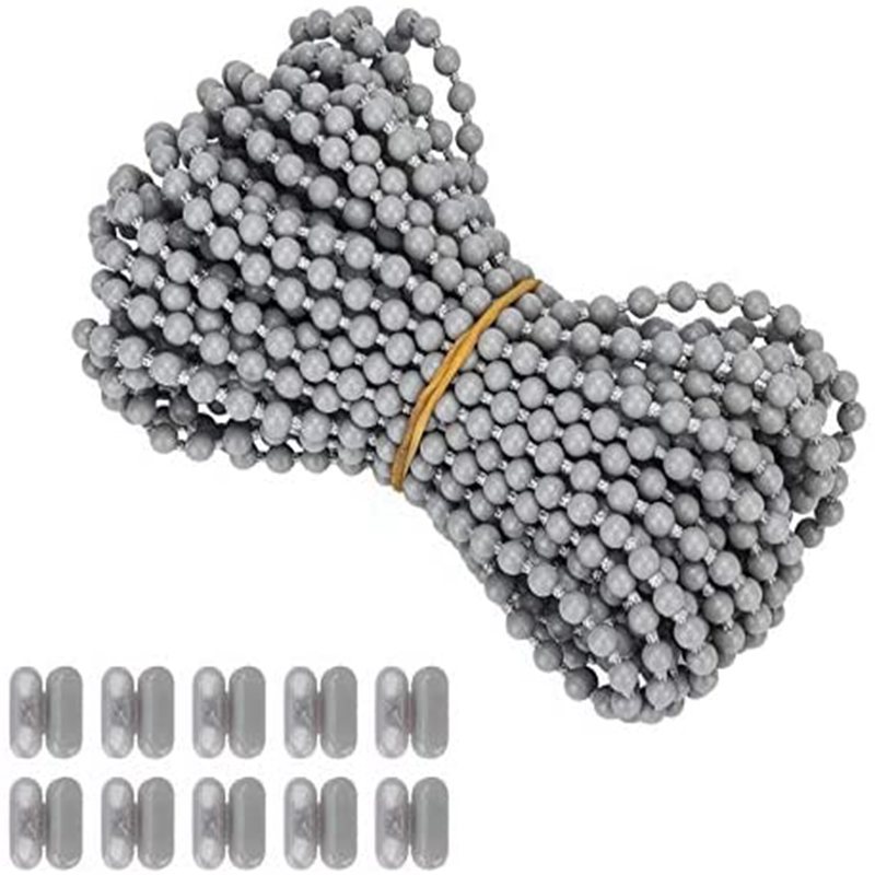 Cross-border wholesale of 10-meter grey beaded chain 10-piece beaded buckle set roller blinds, curtain pull beaded buckle accessories details Picture