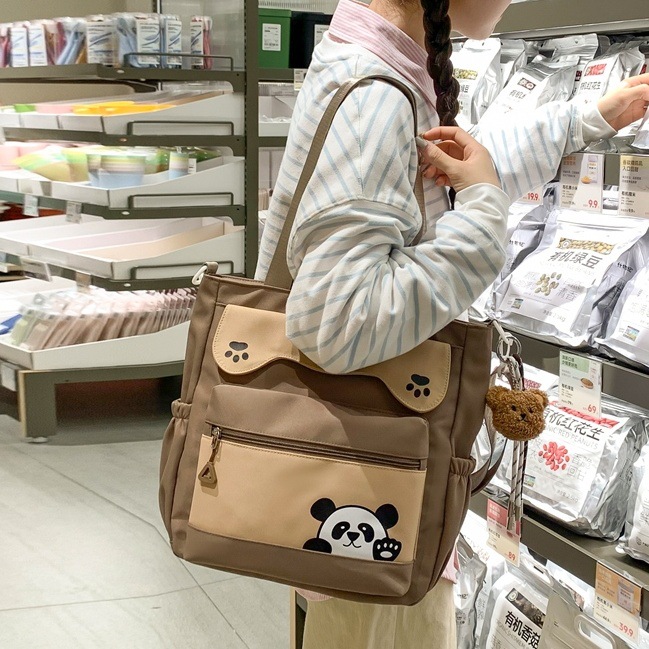 Cute color-blocking and fresh crossbody bag, Japanese-style schoolgirl style, large-capacity tote bag, student class tutorial bag full figure