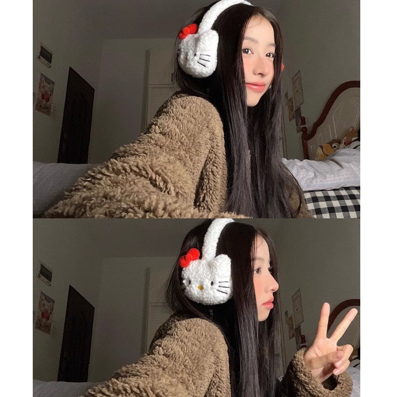 Wholesale in stock! Cat ear muffs, a girl's heart, lambskin fur, winter outdoor cycling warm and versatile plush ear muffs full figure