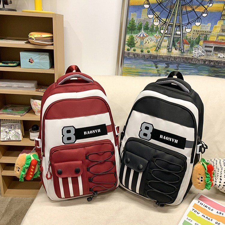 The new schoolbag is a large-capacity, lightweight, lightweight, spine-protecting, fashionable and versatile backpack for junior high school, senior high school and college students Specification drawing