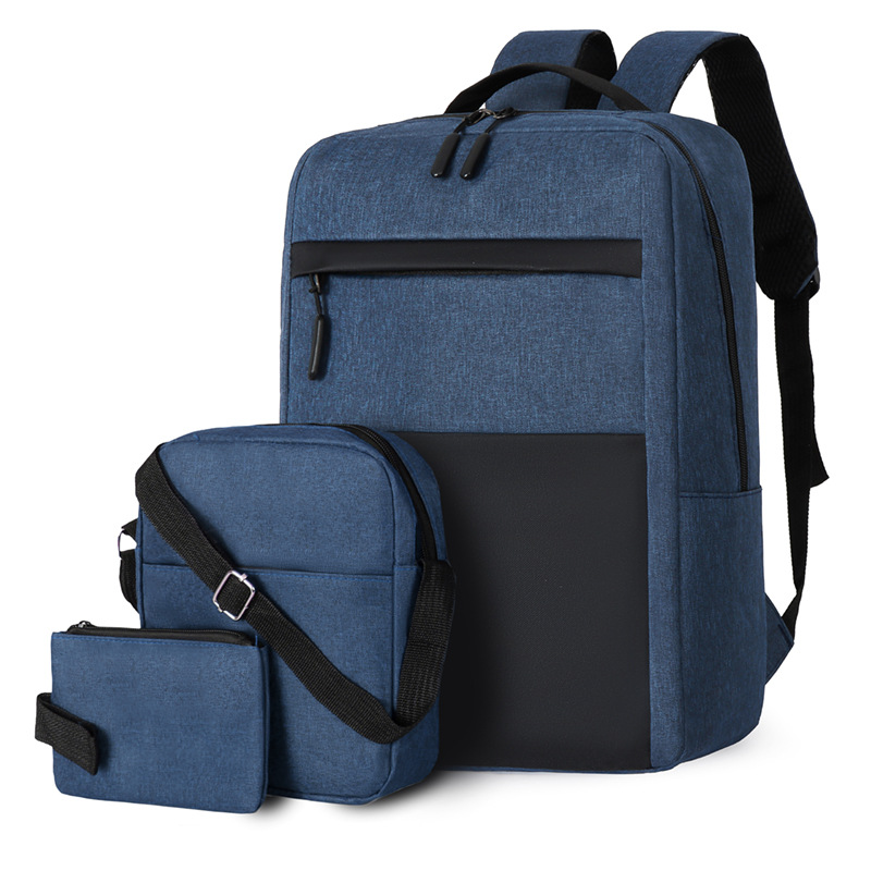New cross-border men's three-piece backpack, USB business casual computer backpack, large-capacity middle school student schoolbag full figure