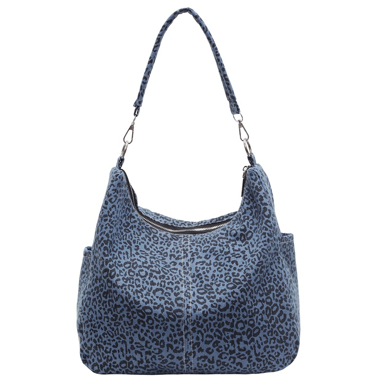 New single-shoulder versatile tote bag, denim laid-back large-capacity bag, new school-style underarm bag for autumn and winter Item Picture