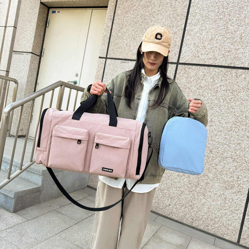 New cross-border travel bags, foldable large-capacity fitness bags, men's and women's handbags, short-distance travel lightweight storage bags full figure
