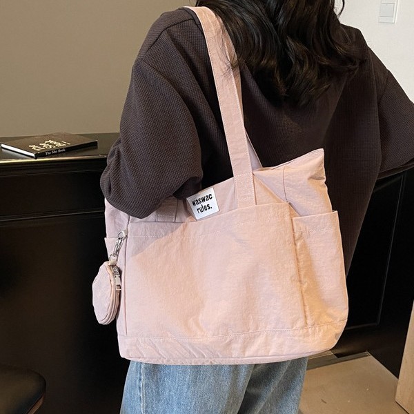 Simple and fashionable large-capacity single-shoulder bag 2025 new spring simple and retro casual tote bag for commuting to school for women Specification drawing