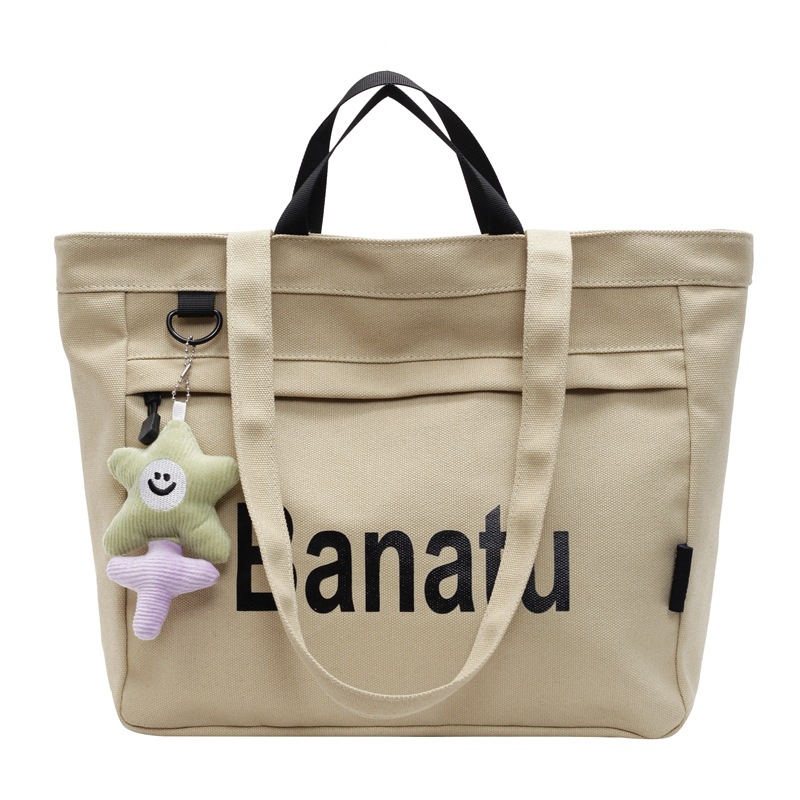 Large-capacity student handbag, canvas, large-capacity casual commuting, new school style, versatile single-shoulder for 2024 autumn and winter Item Picture