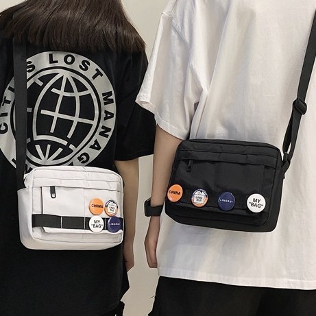 Crossbody bag for men, Japanese and Korean Instagram trendy brand small backpack, sports and leisure functional messenger bag, mobile phone bag, student single-shoulder bag full figure