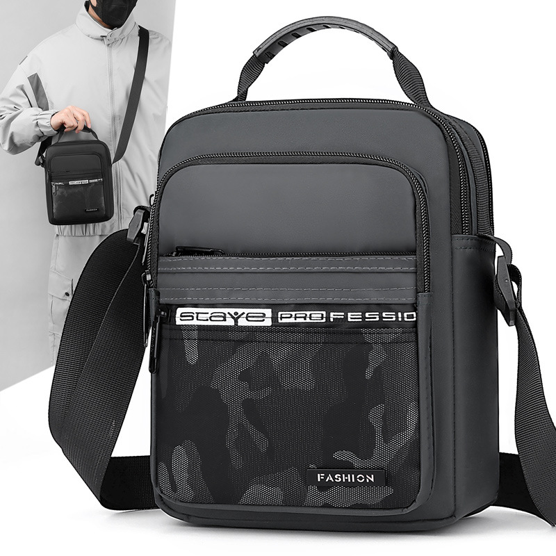 New simple and trendy crossbody bag for men, Oxford fabric, large-capacity waterproof and wear-resistant single-shoulder bag, foreign trade coin purse full figure