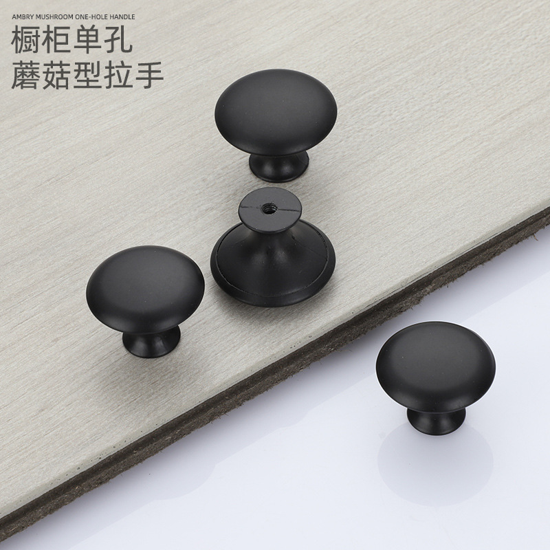 902 Simple wardrobe, round stainless steel drawer handle, European mushroom-shaped porcelain white, black single-hole handle full figure