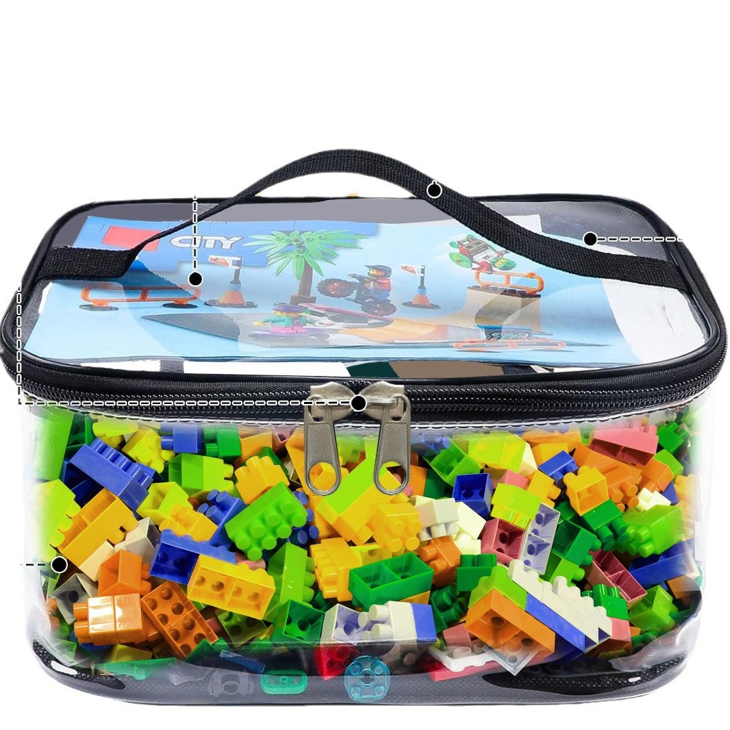 Cross-border building blocks compatible with Lego storage buckets, parts classification storage boxes, small particle wooden toy storage bags and handbags Item Picture