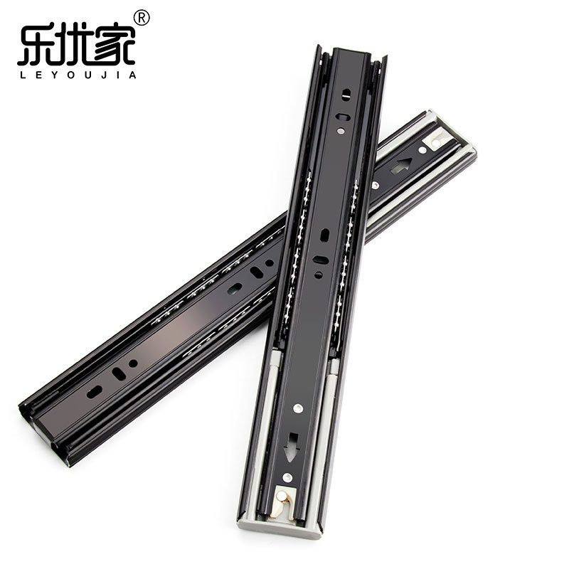 Stainless steel three-section track drawer hidden slide rail, heavy-duty slide rail, thickened steel ball buffer slide rail wholesale Item Picture