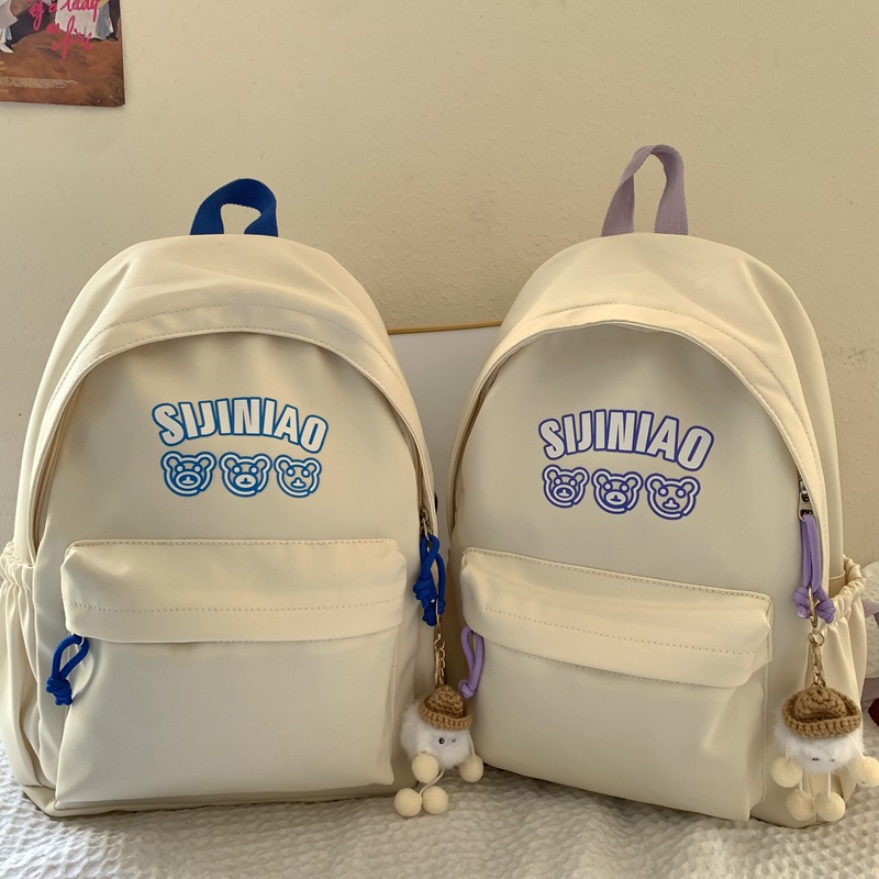 New cross-border student high-appearance-level schoolbag, large-capacity color-blocking campus backpack, Korean-style fresh and versatile backpack details Picture