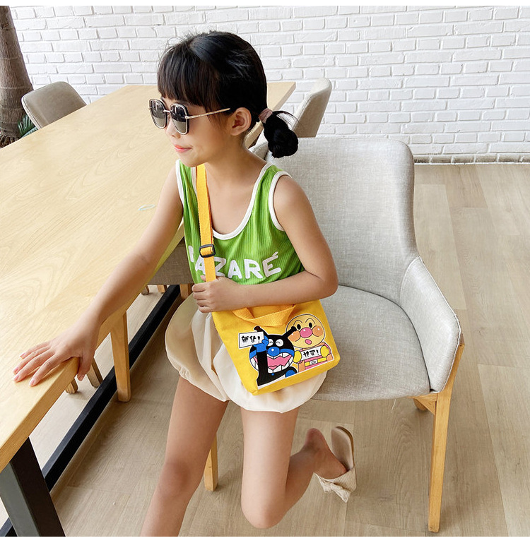 Baby bags, girls' fashionable and simple crossbody bags, trendy children's cartoon cute single-shoulder bags, students' casual canvas bags Specification drawing