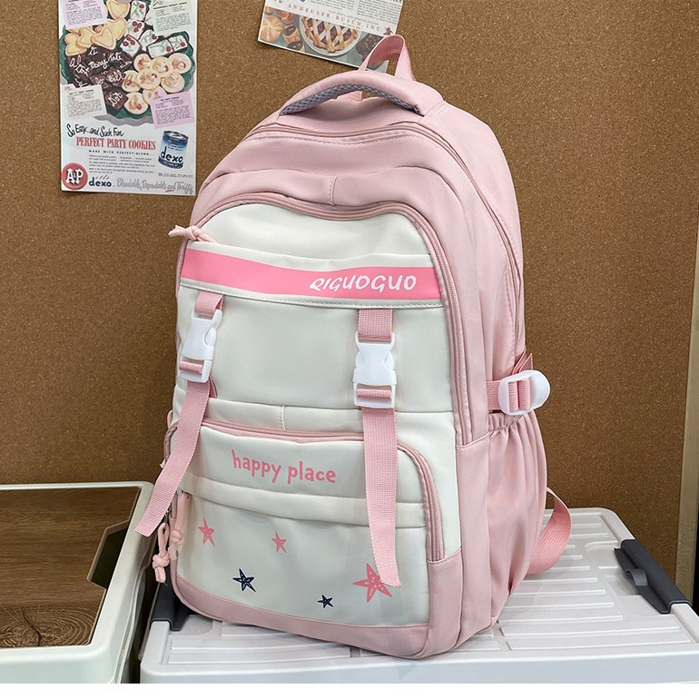 This forest-themed backpack features a large capacity, high appearance level, simple ins color contrast, and is versatile. It can be carried on both shoulders by junior high school, senior high school, and college students Item Picture