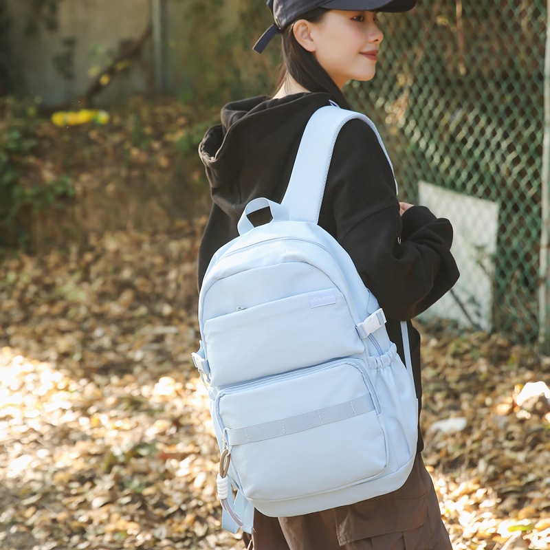 Male schoolbag, Korean version of high school Central Injuku ulzzang, large capacity solid color backpack for college students, couple computer backpack details Picture