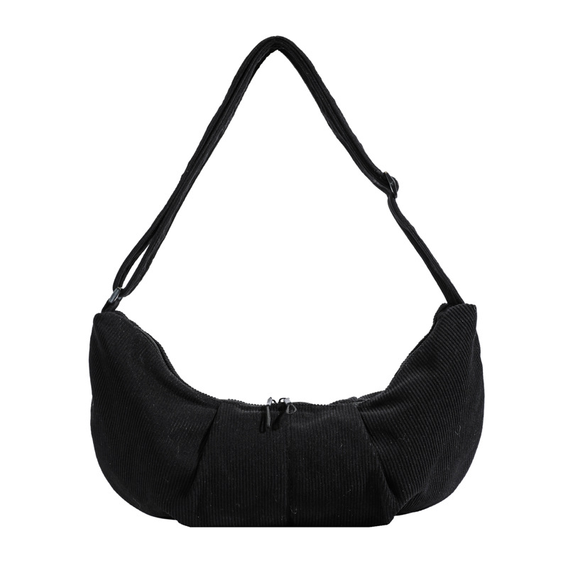 New autumn and winter fashion women's design underarm bag, large-capacity corduroy single-shoulder bag, and laid-back crescent-shaped bag Item Picture