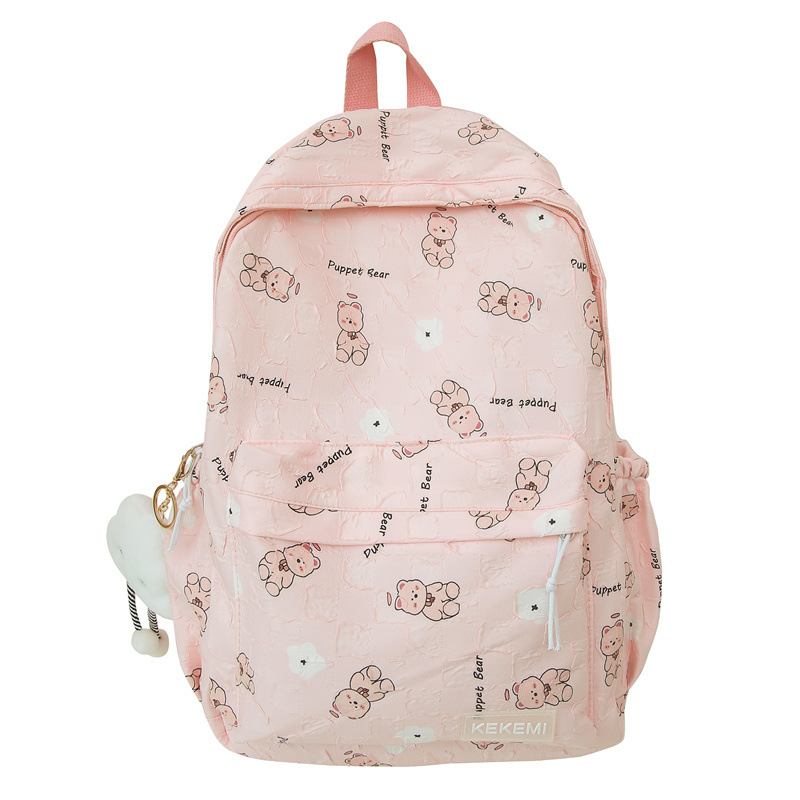 Little Bear schoolbag for primary school students, new niche design backpack for junior high school students, and lightweight color-blocking backpack for college students' computers Item Picture