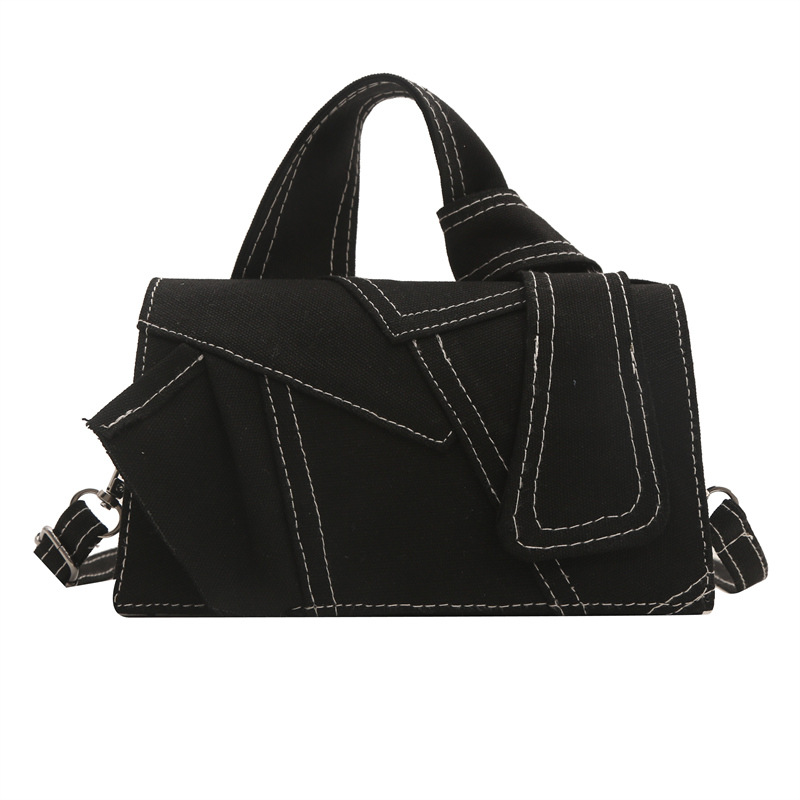 Denim patchwork, personalized and trendy crossbody bag for women, 2024 new commuter hand-held Korean-style casual single-shoulder small square bag, trendy Item Picture