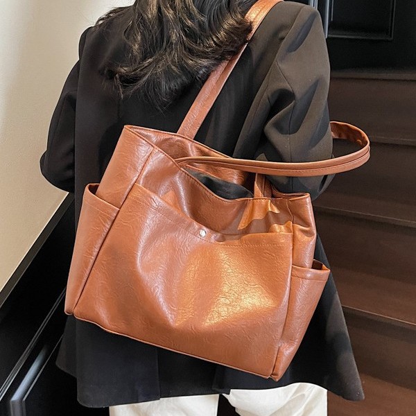 Fashionable and casual large-capacity handbag, new Spring 2025 style, trendy and simple single-shoulder bag, commuting crossbody large bag Specification drawing