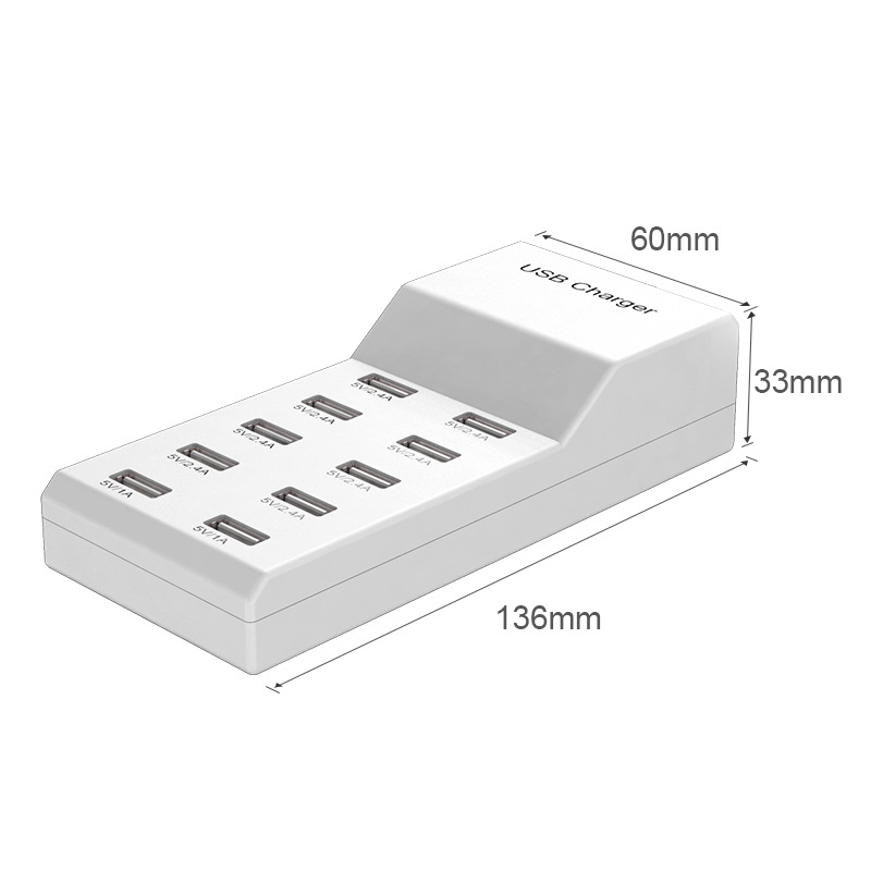 Wholesale USB multi-port charger 5V2.4A 10-port mobile phone fast charging power strip, multi-functional universal fast adapter Application Scenario