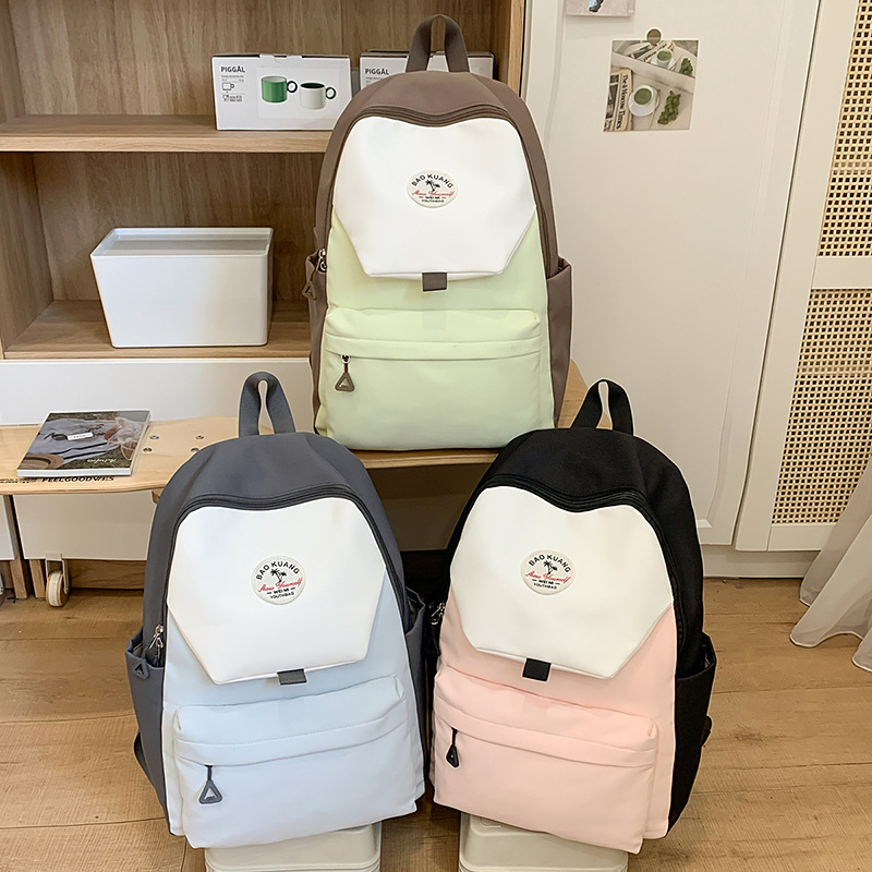 Color-blocking InS-style backpack, Japanese-style patchwork schoolbag, backpack for girls, high school, junior high school and college students Application Scenario