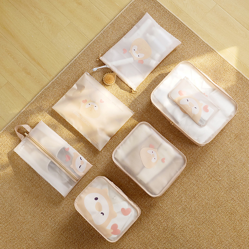 Cartoon storage bag TPU travel storage six-piece set, large storage bag for clothes, multi-functional, thickened, water-resistant details Picture