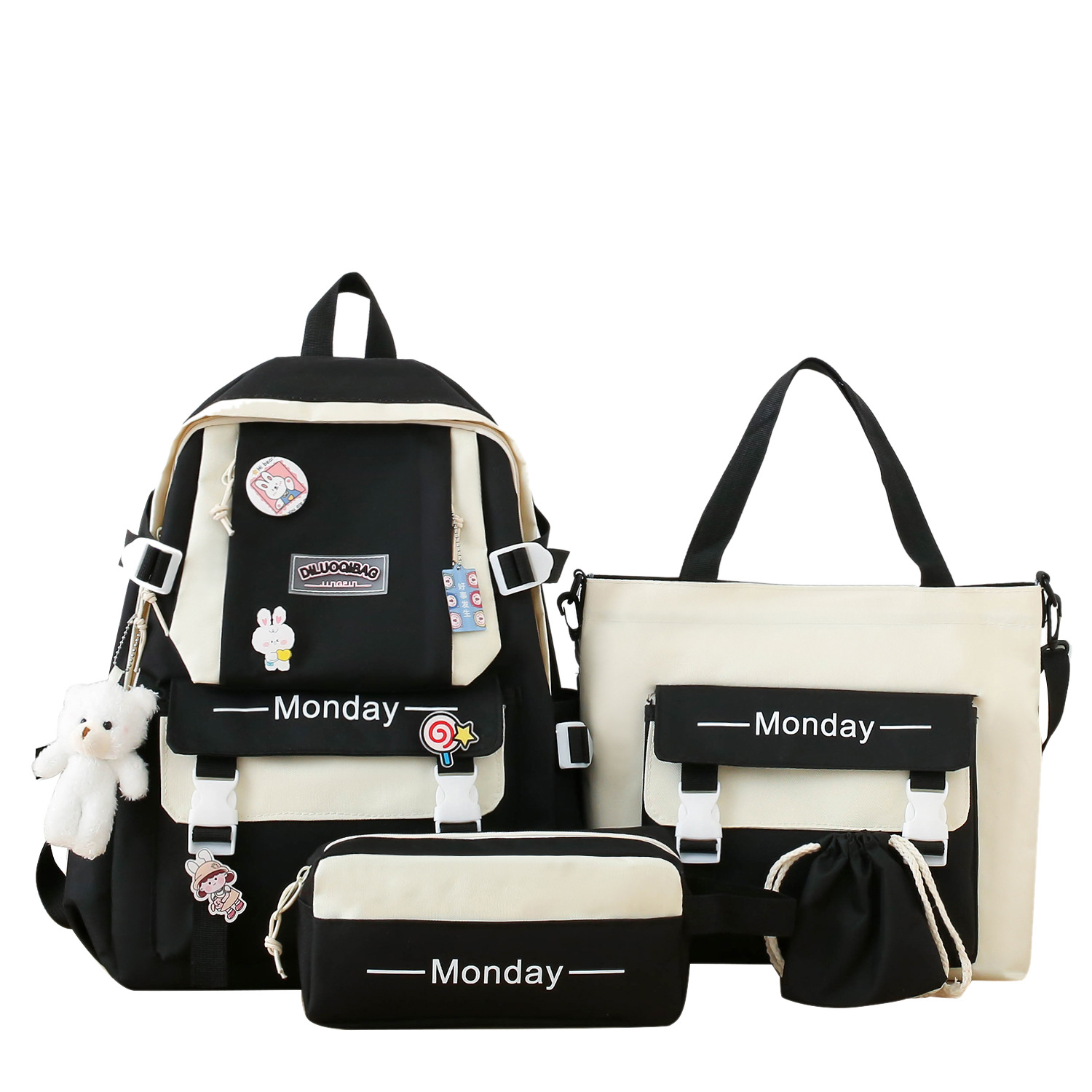 A fresh and elegant schoolbag for girls, a versatile backpack and handbag for primary school students, a fashionable color-blocking large-capacity backpack for junior high school students Item Picture