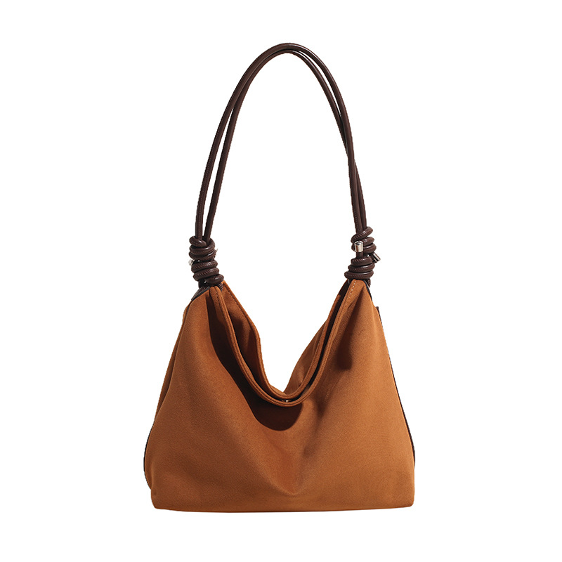 New high-end large-capacity tote bag, underarm handbag, Korean autumn and winter velvet texture women's bag, single-shoulder bucket bag Item Picture