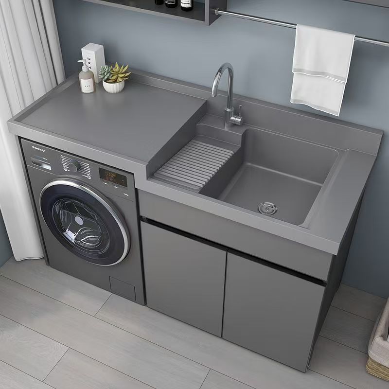 Kxh laundry cabinet, quartz stone high and low basins, washing machine integrated cabinet, balcony laundry sink with washboard, honeycomb aluminum full figure