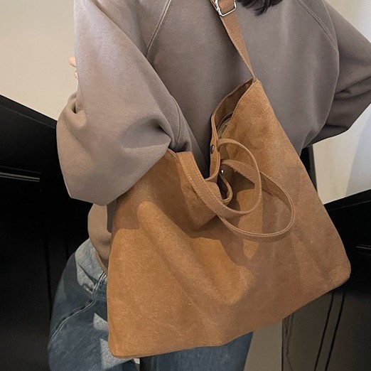 Single-shoulder bag, open tote bag, retro Japanese style, single-shoulder college student fashion, large capacity bag, Korean style simple crossbody bag details Picture