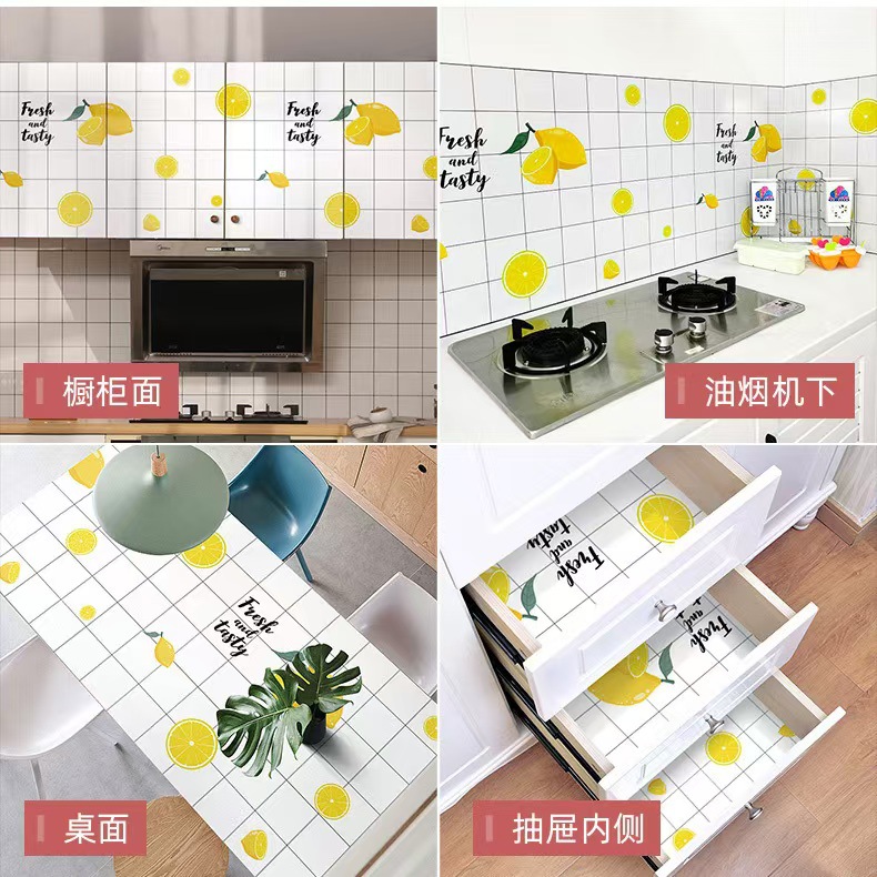 Kitchen oil-proof stickers, self-adhesive eco-friendly household countertop protection film, waterproof, stain-resistant and high-temperature resistant stove top renovation stickers Specification drawing