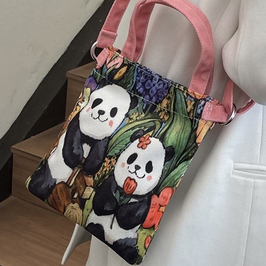 Fashionable cloth bag with high appearance level, ins printed cartoon handbag, soft, light and large capacity, single-shoulder crossbody bag for young women Specification drawing