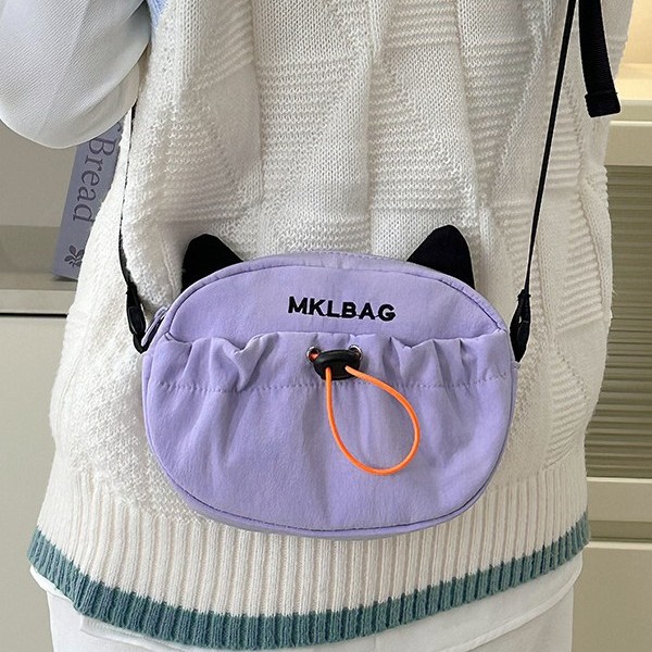 Casual and versatile nylon fabric single-shoulder crossbody bag, new multi-color cat bag, coin purse, mobile phone bag, cartoon crossbody bag Specification drawing