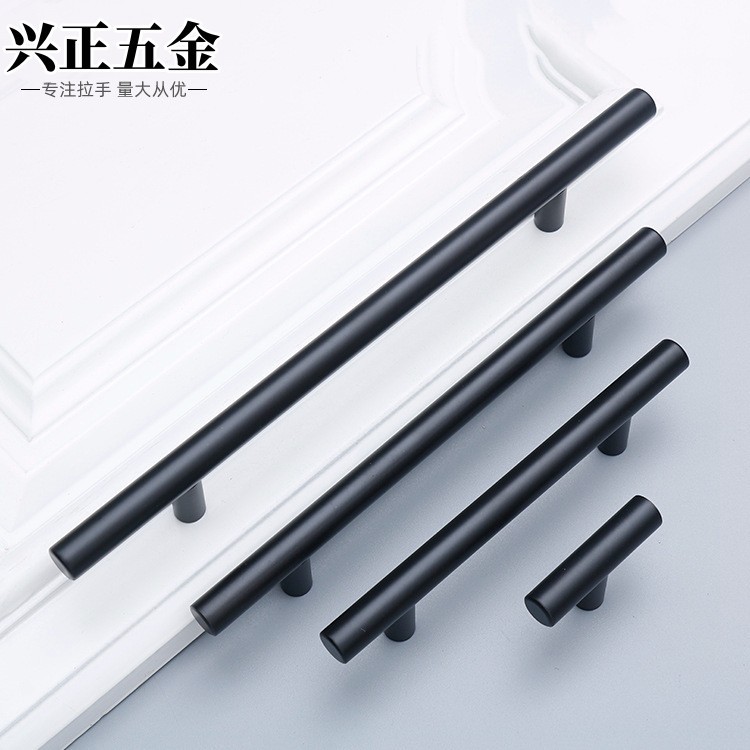 Single-hole modern light luxury stainless steel round tube drawer handle, round cabinet handle, black and gold wardrobe door handle Specification drawing