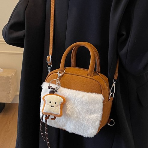Princess-style backpack, double stitching, solid color, hand-held, cute zipper, durable single-shoulder bag, multi-functional color contrast Specification drawing