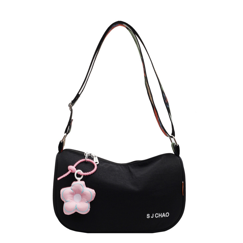 Casual large-capacity canvas bag for women 2024 new style, fashionable single-shoulder saddle bag, versatile wide shoulder strap crossbody pillow bag Item Picture