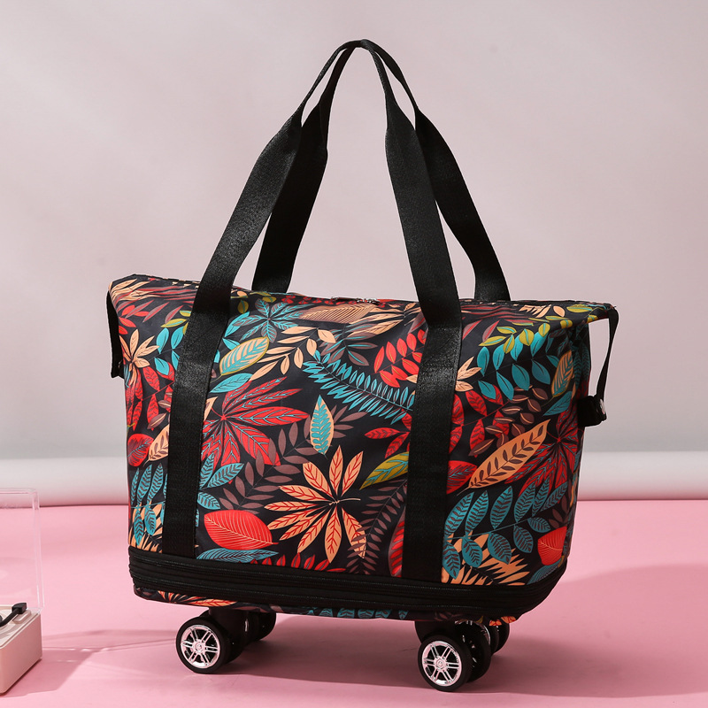 Travel bags, swivel wheels, double-layer expansion, large capacity, boarding and business trip luggage bags, hand-held dry and wet separation fitness bags full figure