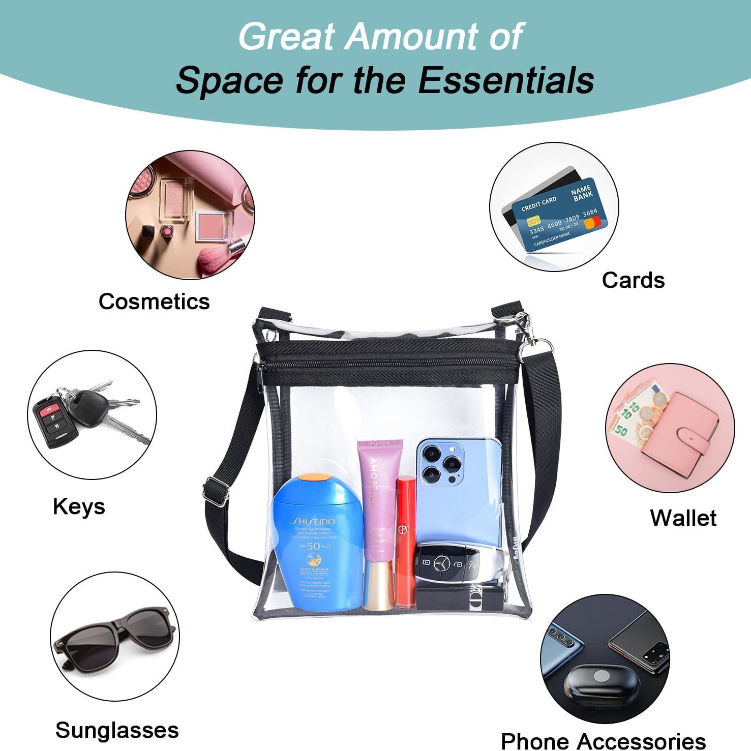 Cross-border transparent PVC messenger bag, handbag, single-shoulder crossbody bag and storage bag are suitable for concerts and sports events Application Scenario