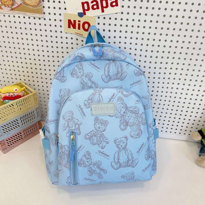 Cute little bear backpack, lightweight and lightweight backpack for primary school students, cartoon schoolbag, travel and study bag, Korean version, high appearance level full figure