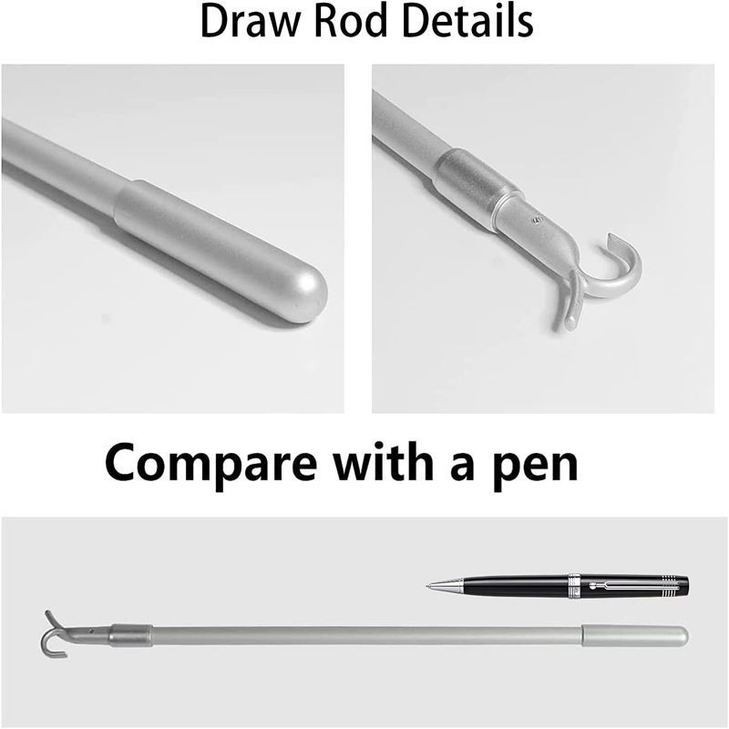 Curtain accessories: 60CM aluminum alloy gray curtain telescopic rod, adjustable length pull rod details Picture
