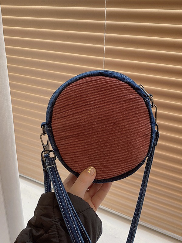 Crossbody bag for women, 2024 new style small round bag, stylish color-blocking single-shoulder bag, spring and summer Korean-style casual coin purse for women full figure