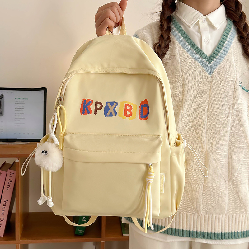 Forest-themed InS-style campus casual solid color schoolbag, simple and versatile lightweight backpack for girls, high school and college students' backpacks full figure