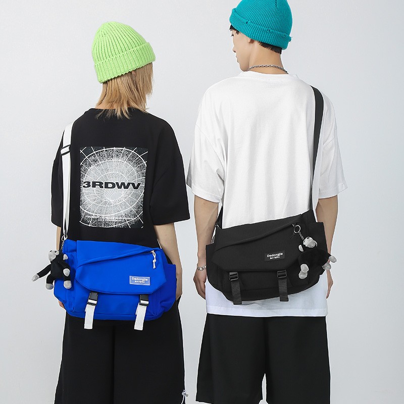2025 Men's crossbody bag, Japanese-style workwear messenger bag, casual Instagram large-capacity men's bag, trendy brand single-shoulder bag Specification drawing