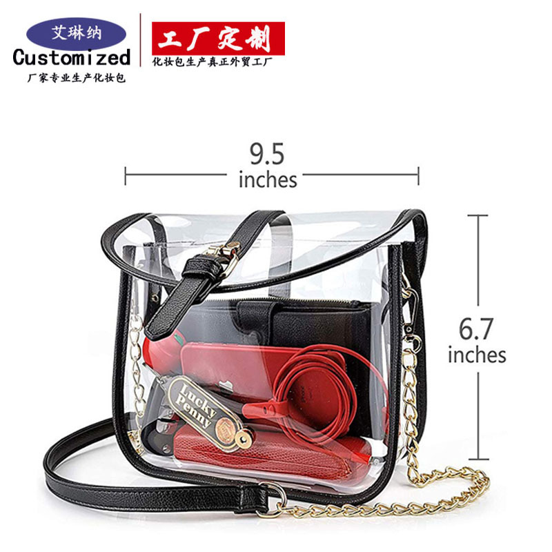 Amazon's new transparent PVC fashionable women's single-shoulder bag, transparent crossbody bag and travel storage bag processing and customization Specification drawing