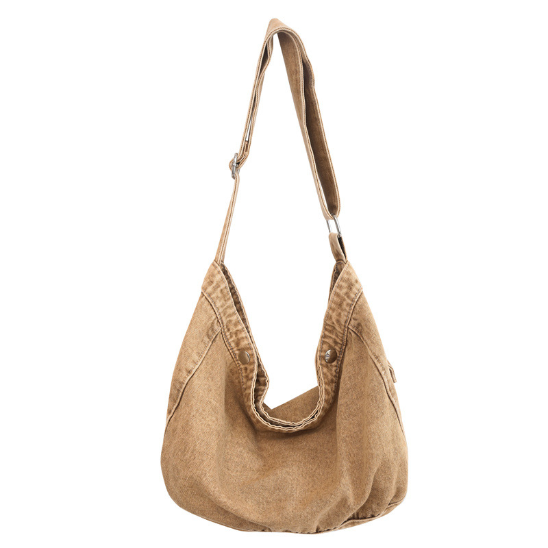 Wholesale of 2023 new crossbody bags, large-capacity, laid-back, artistic and simple canvas bags for women, and college student class bags Item Picture