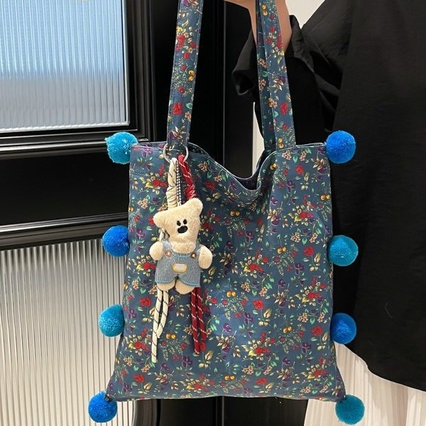2025 Versatile casual and laid-back style fur bag, Korean-style floral fabric bag, niche high appearance level versatile crossbody bag Specification drawing